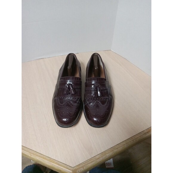 Bostonian Classics Shoes Wingtip Tassels 20378 Loafers Sz 11W Burgundy Leather - Picture 4 of 10